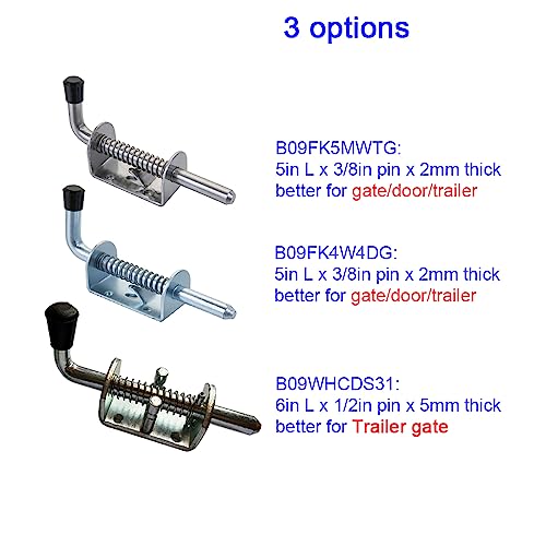 Quality Life Spring Loaded Gate Latch Pin Barrel Bolt 5In Durable 304 Stainless Steel Heavy Duty - 2Pcs #TOP3