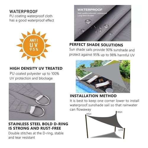 Toldo triangular para jardín impermeable con protección solar UV naranja 4