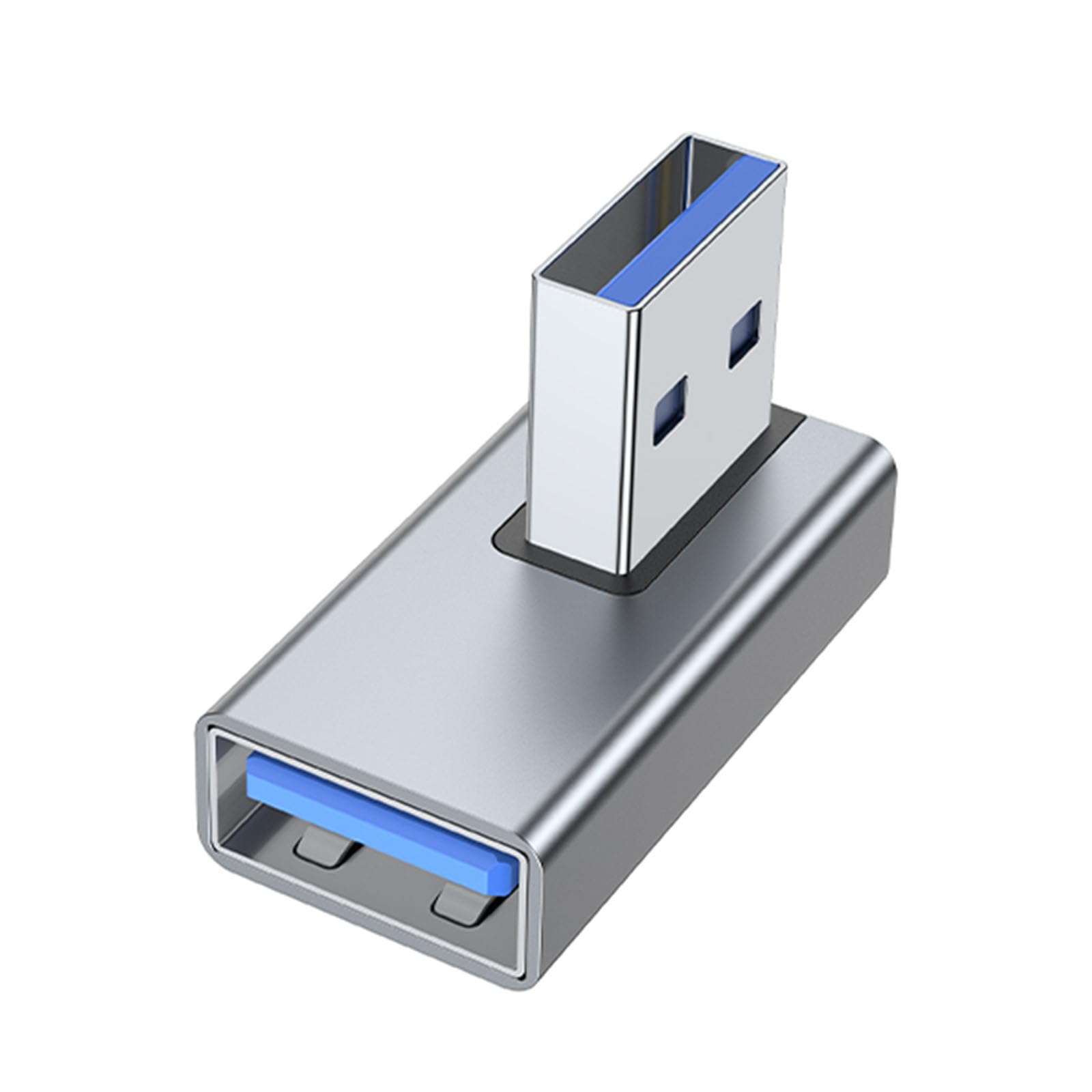 Zeizafa USB 3.0 Male to Female 90 Degree Right Angle Extension Adapter USB Upward Connector Data Sync for Laptop PC USB Fan Grey