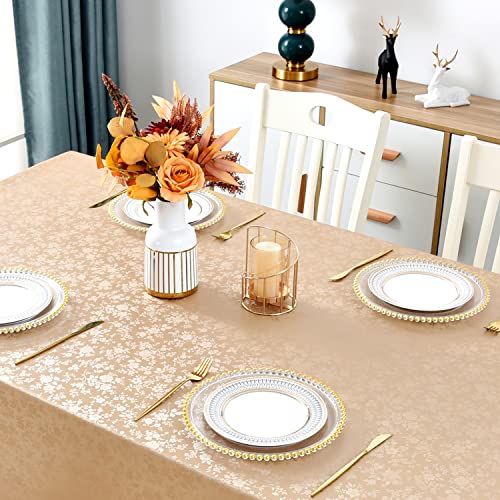 Image of Romanstile Waterproof Vinyl Tablecloth Rectangle, 60 x 102 Inch, Rose Champagne