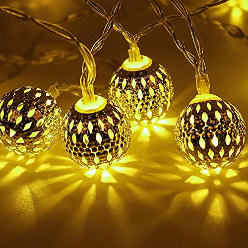 Preisvergleich Produktbild Yirunfa Solarbetrieben Marokkanische Lichterkette 7M 8 Modi 50LED Solar Globe Lichterketten Wasserdicht Metallkugel Lichterkette Auto EIN / Aus, Patio Rasen Gartenfest Hochzeits im Freien
