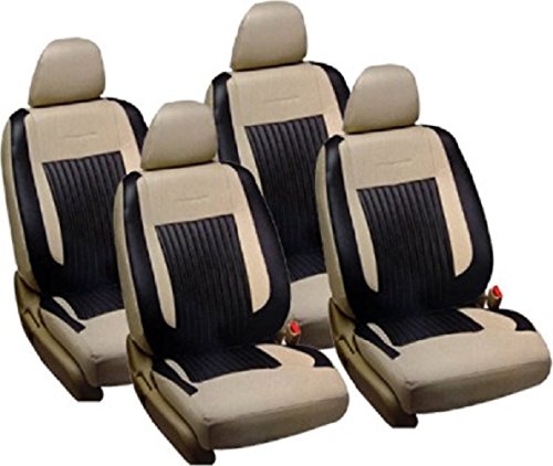KhushalLeatherite Car Seat Covers Designer Front and Back Seat Cover Set for Maruti SX 4 Beige/Black SWIFTDIZER Swift 2011 to 2014 Back seat Single seat