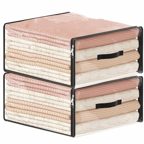 Image of JD FRESH 2 Piece 36L PVC Transparent Storage Bag with Zipper /Foldable Clothes Organiser for Wardrobe /Garments Organizer /Space Saving Storage Box for Sarees /Lehenga /Towel /Toy - 15.5 x 7.5 x 17.5 Inch