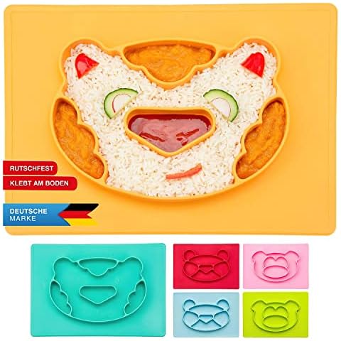 Kids Plate Baby Silicone Eating Mat Place Mat Placemat Anti-Slip Baby Plate (Tiger, Orange) Cover
