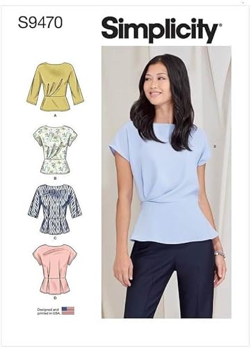 Simplicity Misses' Top - Kit de patrón de costura superior, código S9470, tallas 14-16-18-20-22, multicolor