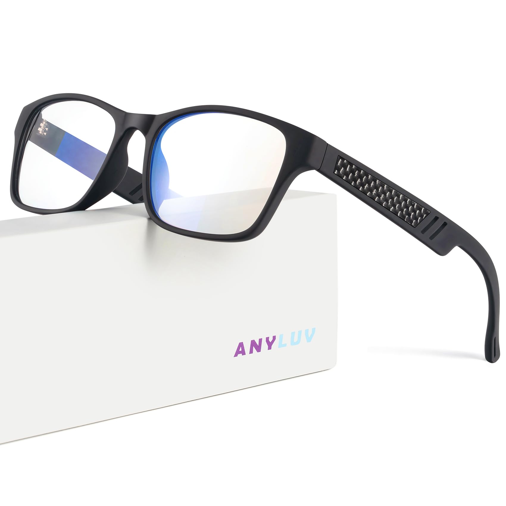 ANYLUV Blue Light Blocking Glasses for Men Women Lightweight Computer Gaming Glasses Anti Eye Strain Rectangle Frame