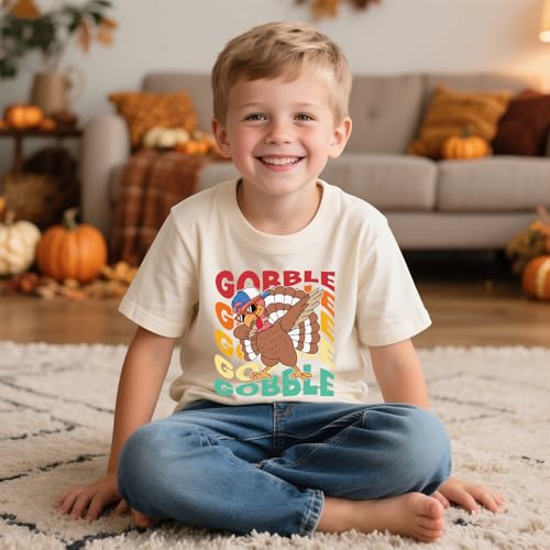 Thanksgiving Shirt for Boys Girls Funny Turkey Pumpkin Fall T-Shirt Cotton Sleeve Tee 2-12 Years2