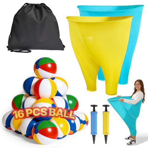 2 Pcs Granny Pants Yard Game Set with Storage Bag, Includes 16 Bouncy Balls & 2 Pumps, Outdoor Funny Party Game for Adults & Family, Ideal for Team Building, Birthdays & Field Day Games by VintiqArti - Used condition - US$19.30