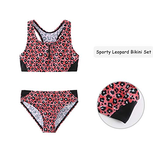 HowJoJo Big Girls Two Piece Bikini Swimsuit Leopard Bathing Suit Swimwear Size 8/7-84