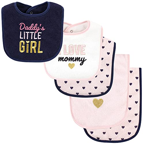 Image of Hudson Baby Unisex Baby Cotton Terry Bib and Burp Cloth Set, Daddys Little Girl, One Size
