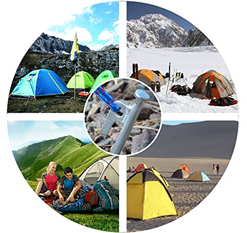 Image of 8 Pack Tent Stakes Heavy Duty 12 inch Steel Tent Pegs for Camping Unbreakable and Inflexible-Silver