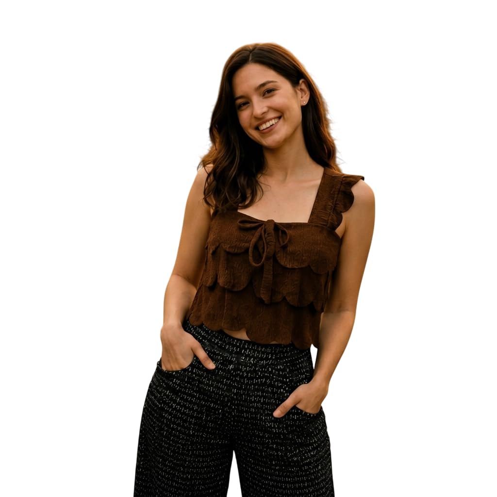 The Deal Women’s Stylish Sleeveless Ruffle Crop Top | Casual Fashion Top for Girls Trendy Summer Outfit Party Beach Wear Vacation Travel Cafe Date Night Brunch-image-40