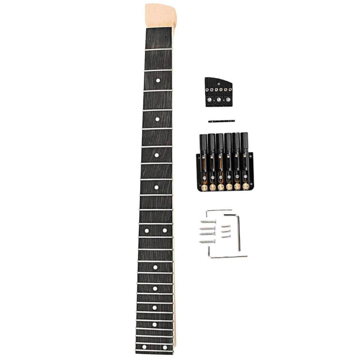 CLISPEED Unlackierter Gitarren Ersatzhals und 6 saitiger Gitarrenbrücke Satz und Metall Kompakt mit Glatter Oberfläche für E gitarren Reparatur und Selbstgemacht