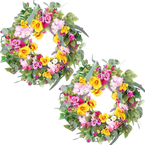 Bright Spring and Summer Door Garland, 2Pcs Artificial Flowers, Suitable