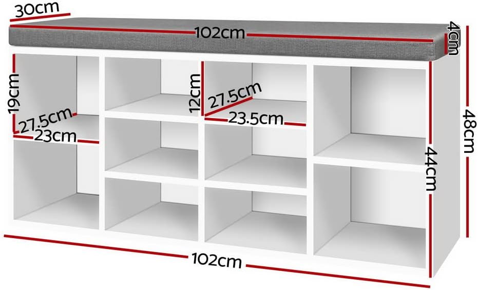 Artiss Shoe Rack Bench, Wood Storage Cabinet Organiser Benches Seat Drawers Shelf Organizer Home Decor Indoor Outdoor Bedroom Hallway Furniture, Durable and Strong White