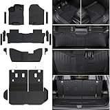 Houclemic Floor Mats for 2016-2022 Honda Pilot 8 Passengers (No Elite Models), Cargo Mat with Backrest Mat All Weather Protection TPE Car Liner for Honda Pilot Door Sill Guards Accessories