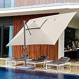 Ventilación doble y toldo ancho: el paraguas voladizo con dosel de ventilación doble tiene una alta resistencia al viento y estabilidad. El dosel rectangular de 13 x 10 pies proporciona la máxima sombra para la mesa.