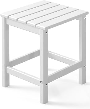 GREENVINES Outdoor Side Table, HDPE Adirondack Tables, White