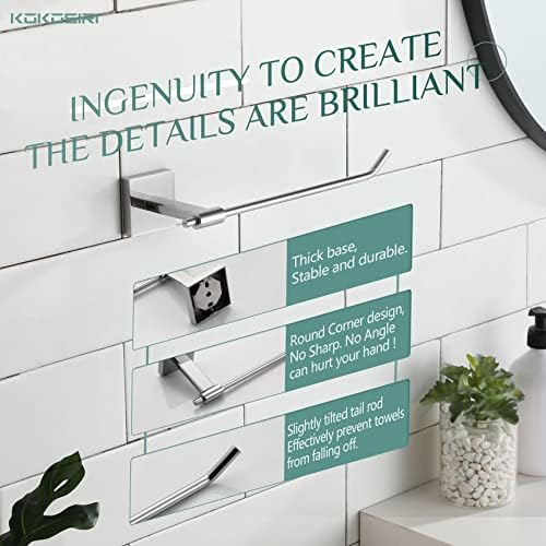 KOKOSIRI Bathroom Hardware Set 5-Piece Bath Accessories Includes 24-Inch Towel Rail 9-Inch Towel Holder Toilet Paper Holder Wall Hooks Polished Chrome Stainless Steel B11A5-CH