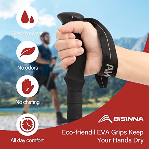 BISINNA Carbon Fiber Trekking Poles Collapsible Walking Sticks Hiking Folding Poles Quick Lock for Women and Men Hiking Mountaining Backpacking Camping 2pc