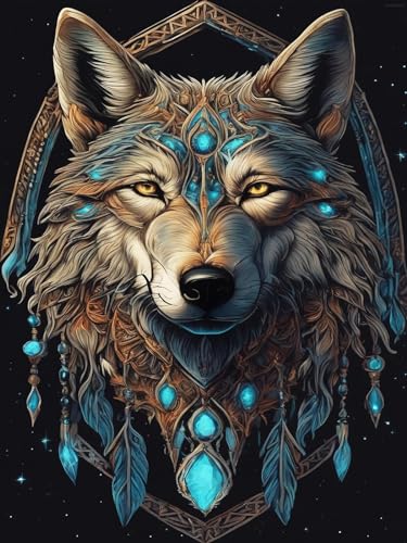 Peinture diamant loup adulte broderie diamant 5D kit complet tableau loisir créatif