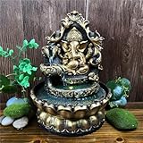 Ganesh Water Fountain with LED Lights – Durable Resin and Plastic, Indoor Use, Spiritual Home Décor, Tabletop Fountain Desktop, Home Decor, Housewarming Gift