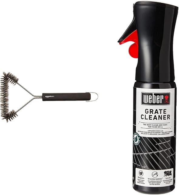 Weber Grate Cleaner, Black & Amazon Basics 12-Inch 3-Sided Grill Brush