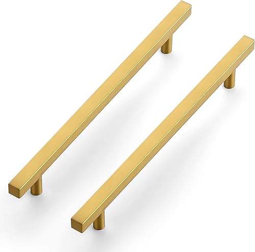 Ravinte Paquete de 30 manijas doradas de latón cepillado de 8 pulgadas, herrajes dorados para armarios de cocina, 11 pulgadas de longitud total