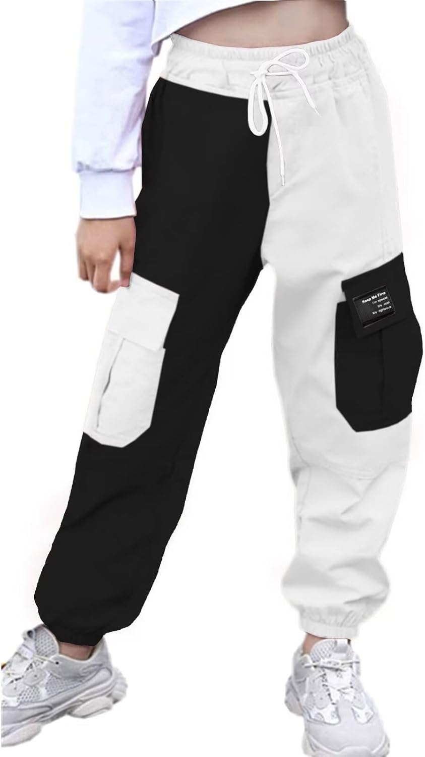 AOWKULAE Girls & Women‘s Casual Cargo Jogger Pants, 6 Years - Women 3XL