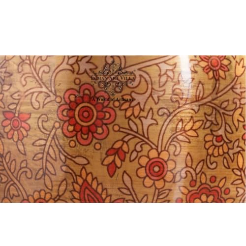 Image of Indian Art Villa Printed Paisely Design Copper Water Dispenser Pot Matka, Storage, Home Kitchen Garden, 6 LTR