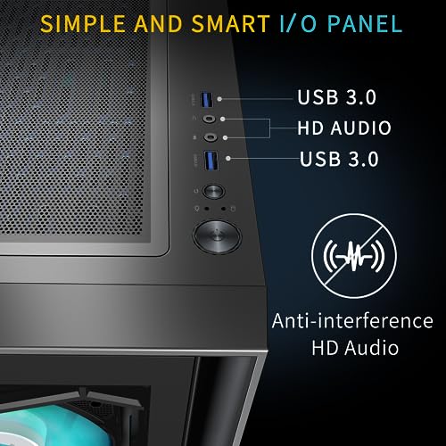 ATX PC Case 4 PWM ARGB Fans PreInstalled, Mid Tower Gaming PC Case, Double