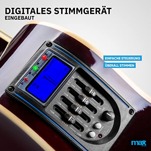 Max Showkit Guitare électro-acoustique – Sunburst, cordes en acier, ampli 40W, sac de transport, accordeur numérique, un… - Les Beatles, Paul McCartney, John Lennon, RIngo Starr, George Harrison Max Showkit Guitare électro-acoustique - Sunburst, cordes en acier, ampli 40W, sac de transport, accordeur numérique, un… – Image 5