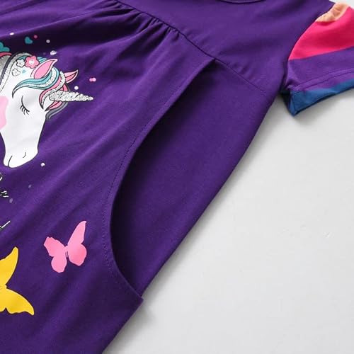 Vikita Toddler Girls Dresses Summer Girl Clothes Purple Casual Short Sleeve Dress For Kids Sh5807 4-5 Years #TOP3