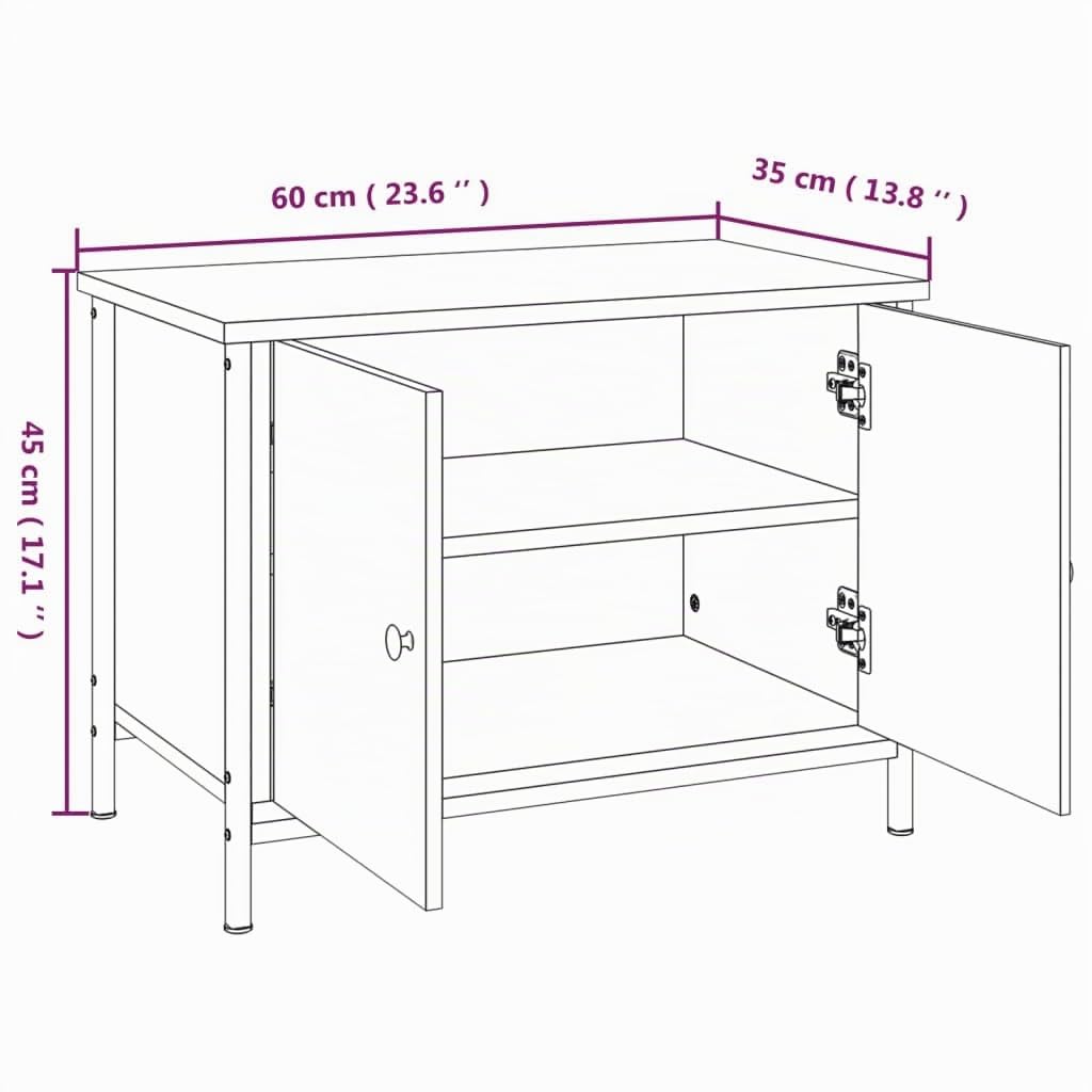 vidaXL Mobile TV con Ante Rovere Sonoma 60x35x45 cm Legno Massello di