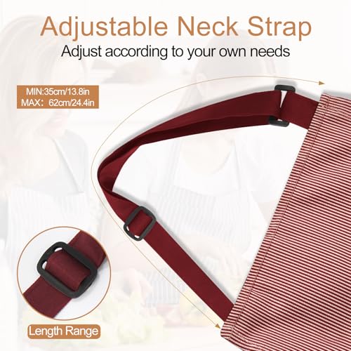 Image of VALOME 2 Pack Kitchen Aprons, Apron for Cooking with 2 Pockets, Unisex Adjustable Neck Strap Chef Aprons for Men Women