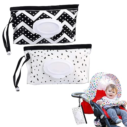 TSUWNO Dispensador de Toallitas,2Pcs Dispensador Toallitas Bebe,Funda Humedas Toallitas Bebe,Bolsa Toallitas Bebe Portátil, Dispensador Toallitas Humedas,Viajes Bebe Mojado Tejido Caja