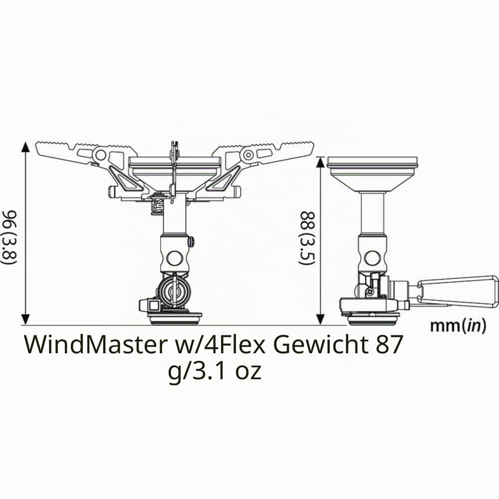 SOTO WindMaster Gaskocher mit Windschutz, ultraleicht 87 g, 3260 W | Erhöhter Rand am Brennerkopf schützt vor Wind; Micro Regulator für Kälte; leise; Piezo-Zündung; inkl. 4Flex; für Camping