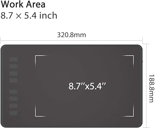 Miniatura 6 de Huion Inspiroy H950P - Tableta de dibujo gráfico con función de inclinación bolígrafo sin batería 8192 sensibilidad a la presión y 8 accesos