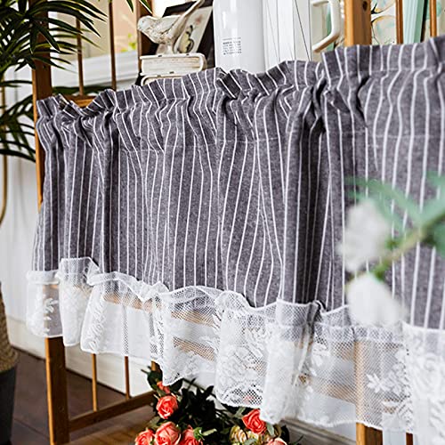 Cenefa y cortinas de cocina LUNEZY semiopacas cortas de encaje para ventana pequeña 5