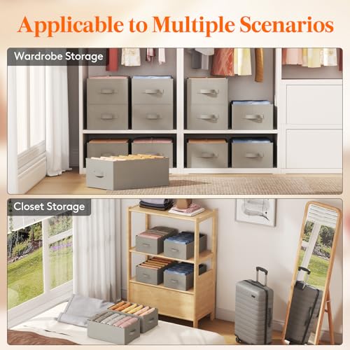 Lifewit Wardrobe Organizer Clothes, Jean Organizers for Closet with Support Board 6 Compartment Foldable Closet Drawer Storage 16.5 x 10.6 x 6.7 Inches for Pants, T-Shirts, Sweater, Legging, 4-Pack by Lifewit - Image 8