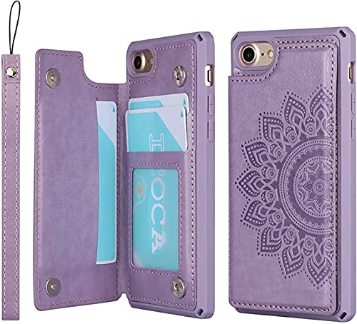 Housse iPhone SE 2020 violette protection intégrale cuir PU anti-choc Cavor