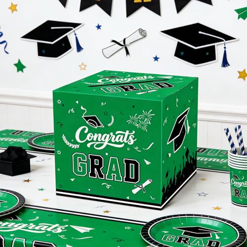 Image of 9.45Inch Large Green Graduation Card Box, Back to School Gifts | Ideal 2026 Grad & Back to School Gifts, Fits High School, College & Masters, Dorm Decor & Party Favors For Class of 2026