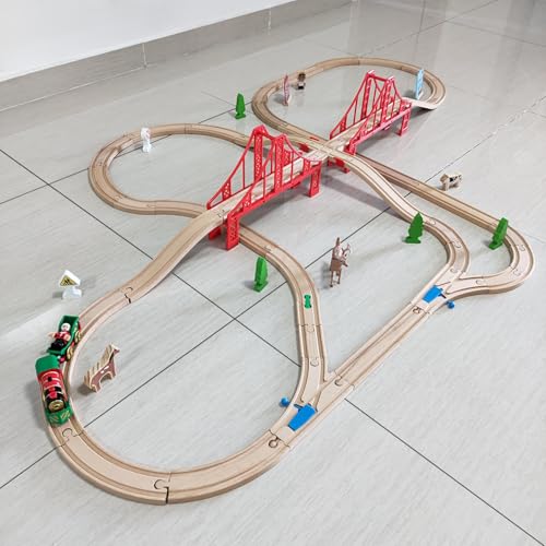 Bunu1492 Wooden Train Track Accessories Set,10 pcs Train Track Connector,Compatible with All Major Brands Train Tracks,Christmas Birthday Gift for Boys Girls,Train Toys Expansion Pack for Kids Ages 3+