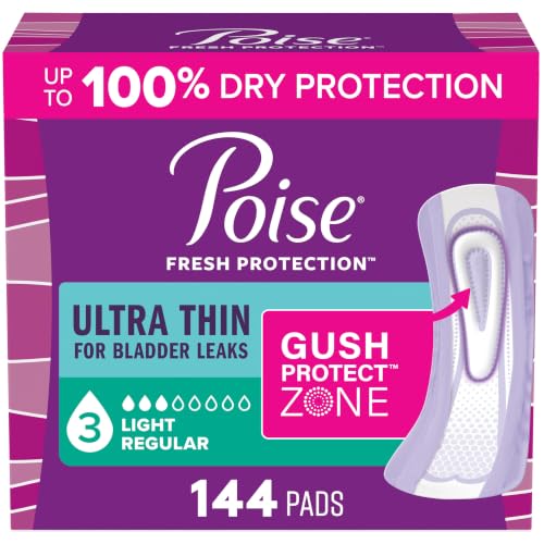 Image of Poise Ultra Thin Incontinence Pads for Women, 3 Drop, 144 ct