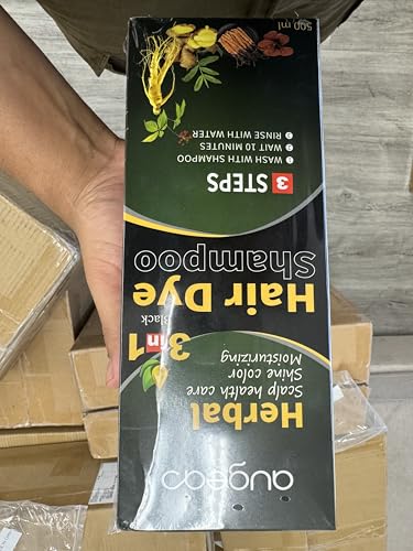 AUGEAS 500ML Black Permanent Hair Color Shampoo miniatura 6