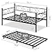IDEALHOUSE Twin Daybed with Trundle, Metal Trundle Bed, Sofa Bed Frame, Heavy Duty Metal Slats, for Living Room, Bedroom, Guest Room, Space Saving, Black