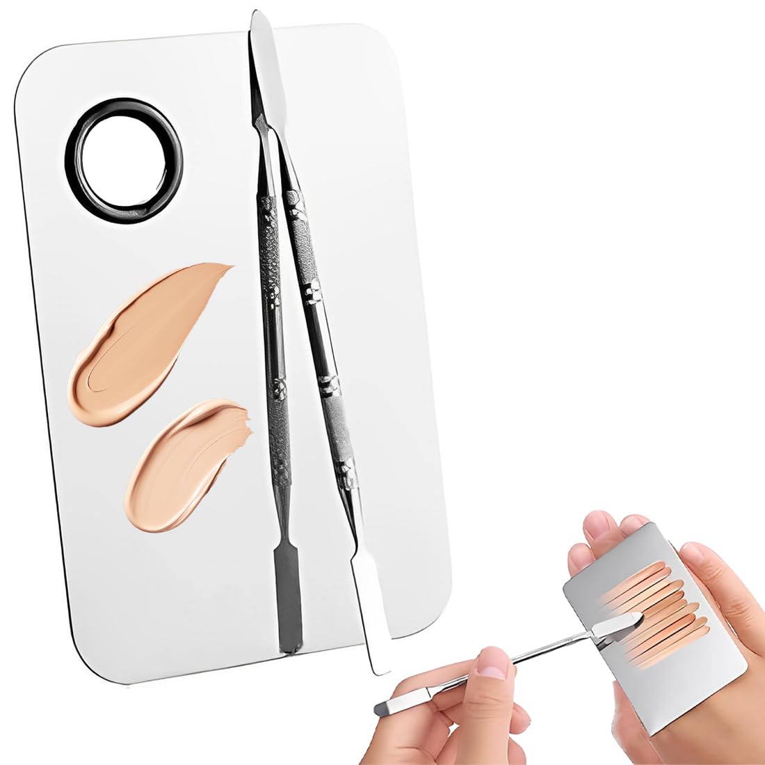 Paletta Di Miscelazione Per Il Trucco, Paletta Per Il Trucco, Paletta Cosmetica Con Spatola Paletta Per Il Trucco Spatola In Acciaio Inox E Paletta Set Di Strumenti Professionali