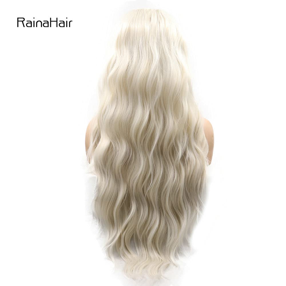 Daenerys - Parrucca da donna, capelli sintetici ondulati sfumati, 60 #, biondo platino, resistente al calore, per cosplay, feste, 66 cm