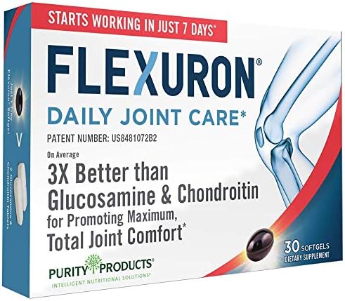 Purity Products Flexuron Joint Formula 3X Better Than Glucosamine and Chondroitin - Starts Working in just 7 Days - Krill Oil, Low Molecular Weight Hyaluronic Acid, Astaxanthin - 30 Count (1)