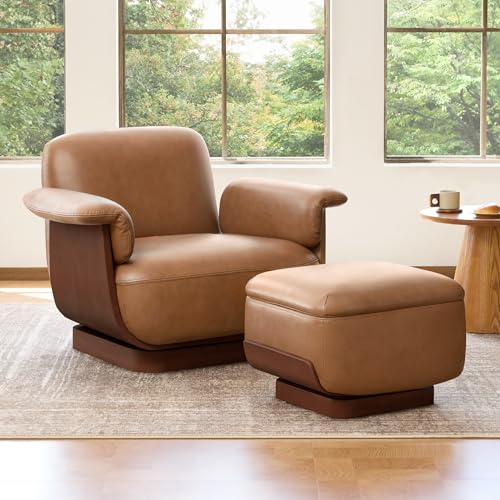 CHITA Leather Chair with Ottoman